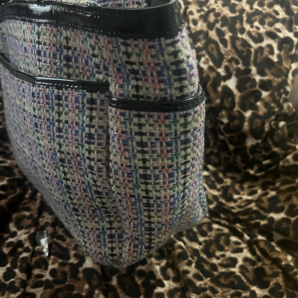 Coach Multicolor Tweed Tote with Black Patent Trim - Picture 5 of 12